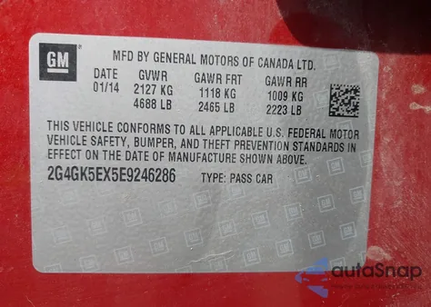 2014 Buick Regal Turbo from USA, damaged, VIN 2G4GK5EX5E9246286